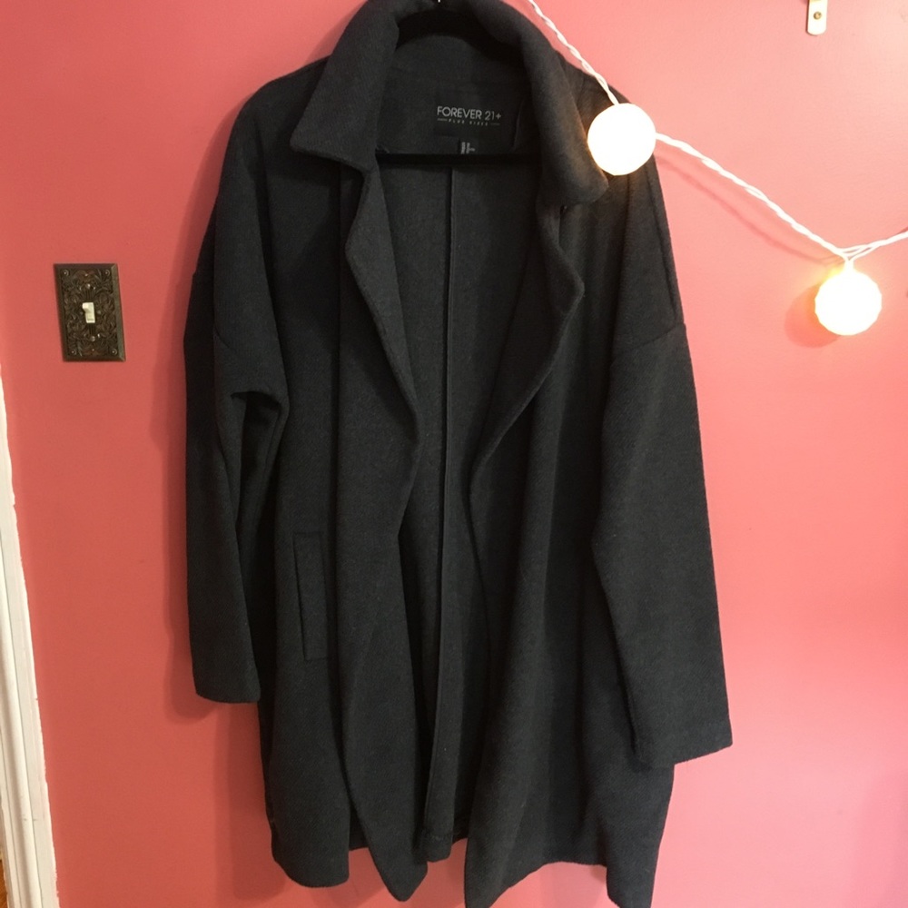 Forever 21+ Dark Gray Wool Long Jacket